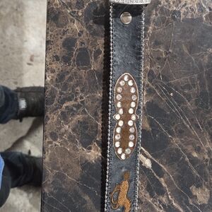 Black Leather Belt with Western Embellishments